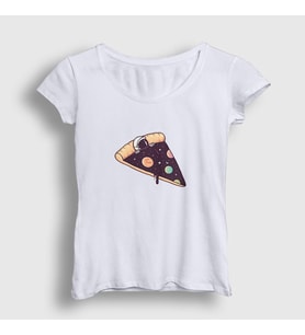 Presmono Kadın Beyaz Pizza Bed Astronaut Space Astronot Uzay T-Shirt 283679tt
