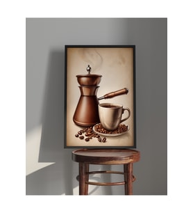 Tablo  Ahşap Çerçeveli Tablo  Kahve Tarifleri, Coffee Names, Coffee Cup Çerçeveli Poster