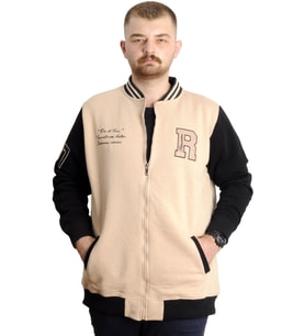 Mode XL Büyük Beden Erkek Kolej Mont Fermuarlı Ceket REPUTATION 23634 Bej