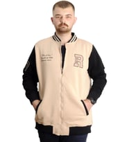 Mode XL Büyük Beden Erkek Kolej Mont Fermuarlı Ceket REPUTATION 23634 Bej