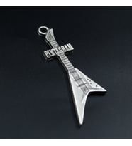 Pentagram Elektro Gitar Kolye Ucu - Antik Gümüş Kaplama - Kod:310