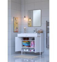Eliusta Taha 90 cm 3 Bölmeli Beyaz Çok Amaçlı Dolap 2 Raflı Banyo Mutfak Dolabı 90x88x32,5 cm Düzenleyici