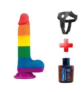 Lilitu Shop 19,5 cm Belden Bağlamalı Renkli Realistik Vantuzlu Dildo Penis