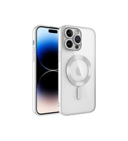Apple iPhone 14 Pro Uyumlu Kılıf Kamera Korumalı M-safe Wireless Şarj Özellikli Zore Demre Kapak (Gümüş)