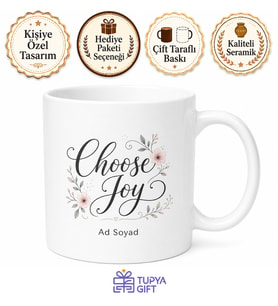 Choose Joy Temalı Neşeyi Seç İngilizce Kupa Bardak Motivasyon Hediye