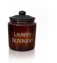 Laundry Detergent Yazılı 900 ml Amber Cam Deterjan Kavanozu, Siyah Kapaklı Banyo ve Çamaşır Düzenleyici