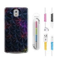 Samsung Note 3 4 5 8 9 20 Ultra 10 Lite Kılıf Kablo Koruma Spiral Silikon Renkli Prizmalar 1783