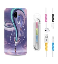 Samsung J6 Plus J7 Prime J7 Pro M20 Kılıf Kablo Koruma Spiral Silikon Kız ve Ejderha 1742