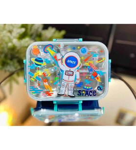 VEST BES0007 ASTRONOT DESENLİ ŞEFFAF KAPAKLI 3 BÖLMELİ 800 ML ÇELİK BESLENME KABI