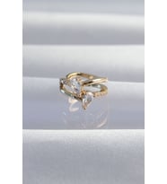 Pirinç Renk Zirkon Taşlı Damla Earcuff Küpe