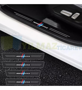 Bmw M Performance Logo Karbon Kapı Eşiği Oto Sticker Etiket Yapıştırma Araba 4 Parça
