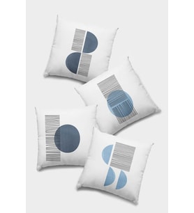 Mavi Geometrik Çift Taraflı 4'lü Set Kırlent Kılıfı 4KR012