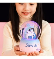 Işıklı Müzikli Püskürtmeli Büyük Boy Unicorn Temalı Kar Küresi 16 x 12 cm (Karışık)
