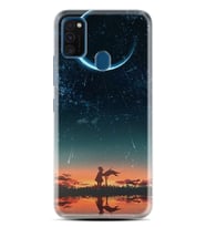 Samsung M21 M22 M23 M30 M31S M32 Kılıf Desenli Silikon Ay ve Kız 1720
