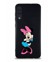 Samsung Galaxy A50S Soft Premier Kapak Minnie Mouse-D Tasarımlı Silikon Kılıf - Siyah (Şeffaf)