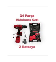 24 Parça Şarjlı Vidalama Seti 2 Bataryalı