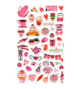 Sticker Kabartmalı Stiker Defter, Planlayıcı Etiket (lxk-021) - 22X14 cm - Pembe Love Ayıcık