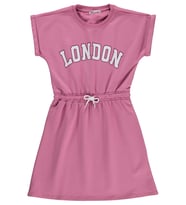 Civil Girls London Baskılı 10-13 Yaş Elbise - Pudra