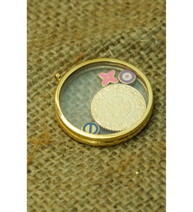 CAM ÇERÇEVELİ ÇEYREK KOLYE UCU 22 AYAR A069194