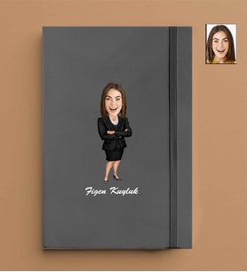 Kişiye Özel Öğretmen Kadın Model 13x21 Gri Defter-10