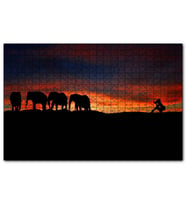 Cakapuzzle Günbatımı Filler ve Safari Fotoğrafçısı  Puzzle Yapboz MDF (Ahşap) (120 Parça)