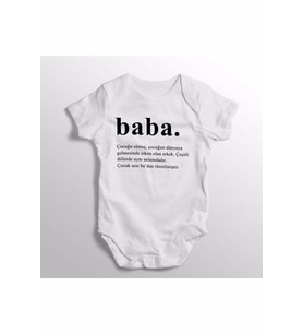 Baba Kelime Anlamı Yazılı Baskılı Bebek Zıbını