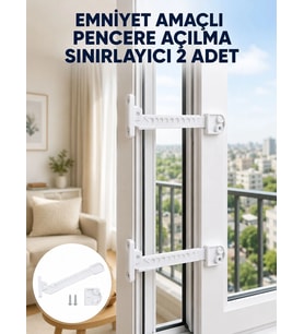 Mey İthalat® Emniyet Amaçlı Pencere Açılma Sınırlayıcı Aparat 2 Adet Yeni Nesil