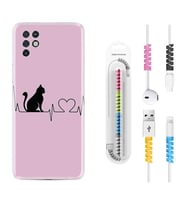 INFINIX Note 11 Pro Note 10 Hot 9 Play Kılıf Kablo Koruma Spiral Silikon Pink Cat Heart 1303