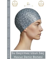 #Bone Uzun Saç Kaymaz Su Geçirmez Sızdırmaz Yüzücü Deniz Bonesi Elastik Bez Yüzme Şapkası