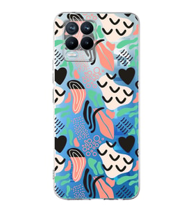 Realme 8 Pro  ile Uyumlu 1mm Kapak Memphis Desen Tasarımlı Şeffaf Silikon Kılıf