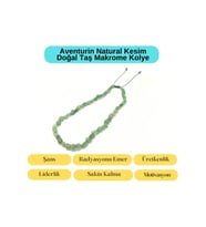 Sertifikalı Aventurin Natural Kesim Makrome Doğal Taş Kolye Ayarlanabilir Ölçü