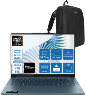 Lenovo Yoga Pro 7 14AKP10  Amd Ryzen Aı 7 350 32GB Ram 1tb SSD 14.5" 3k (2944X1840) OLED 1000NITS Freedos Taşınabilir Bilgisayar YG83KG000GTRF03+ZETTAÇANTA