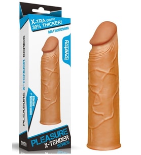 Add 1" Pleasure X Tender Penis Sleeve Brown
