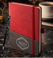 BK Gift Kişiye Özel Kırmızı Termo Deri Defter ve Touchpen Kalem Seti -4,  Kurumsal ve Özel Hediye, Yeni İş Hediyesi