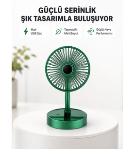 Katlanabilir Mini Fan - 3 Kademeli Soğutma, Şarjlı