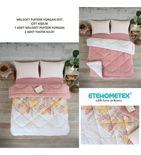 ETE HOMETEX ÇİFT KİŞİLİK LÜX WELSOFT YORGAN SETİ 195X215CM ALENA PUDRA 8696474231939