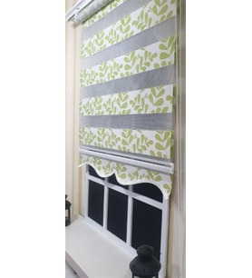 Zebra Stor Perde Yeşil Beyaz Etek Dilimli ST 032