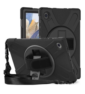 Samsung Galaxy Tab A8 10.5 SM-X200 2021 Kılıf Defender Askılı Zırhlı Tank Case (Siyah)
