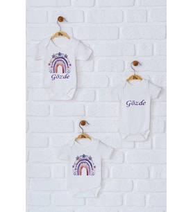 Pia Baby Premium %100 Pamuk İsme Özel Organik Baskılı Üçlü Set Çıtçıtlı Bebek Body Zıbın Modelleri 5062-18 (Ekru)