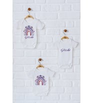 Pia Baby Premium %100 Pamuk İsme Özel Organik Baskılı Üçlü Set Çıtçıtlı Bebek Body Zıbın Modelleri 5062-18 (Ekru)