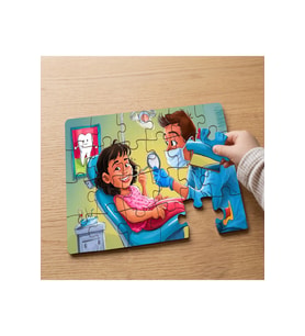 Dişçide Mutlu Kız - Dentist Tasarımlı 24 Parça Ahşap Çocuk Puzzle MPK0413