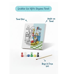 Dünyanın En Tatlı Annesine Temalı Eğitici Boyama Tuvali Şövalesiz Boya Seti 20x20 cm