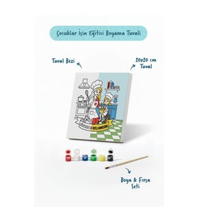 Dünyanın En Tatlı Annesine Temalı Eğitici Boyama Tuvali Şövalesiz Boya Seti 20x20 cm
