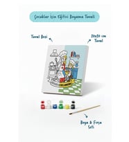 Dünyanın En Tatlı Annesine Temalı Eğitici Boyama Tuvali Şövalesiz Boya Seti 20x20 cm