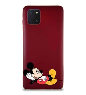 Samsung Galaxy A81 Soft Premier Kapak Mickey Mouse-F Tasarımlı Silikon Kılıf - Mürdüm (Şeffaf)