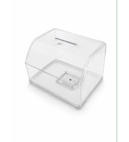 Büyük Boy Şeffaf Pleksi Sadaka Kutusu Tip Box 15x10 cm – Alt Kilitli