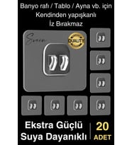 20 Ad. Ekstra Güçlü Kendinden Yapışkanlı İz Bırakmaz Suya Dayanıklı Banyo Rafı Tablo Ayna Askı Kanca