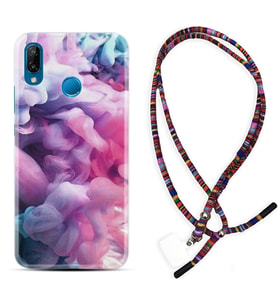 Huawei P20 Lite Mate 10 20 Lite Pro P40 Lite KılıfBoyun Asklı Rasta Silikon Pink Cloud 1305
