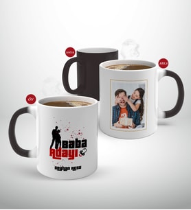 BK Gift Kişiye Özel Babalar Günü Hediyesi Fotoğraflı Sihirli Kupa Bardak-5 (Beyaz)