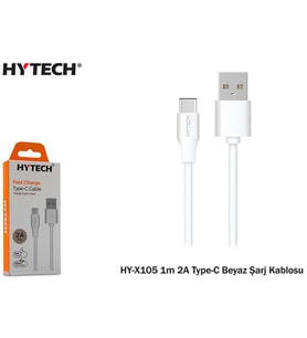 HYTECH HY-X105 1m 2A Type-C BEYAZ ŞARJ KABLOSU